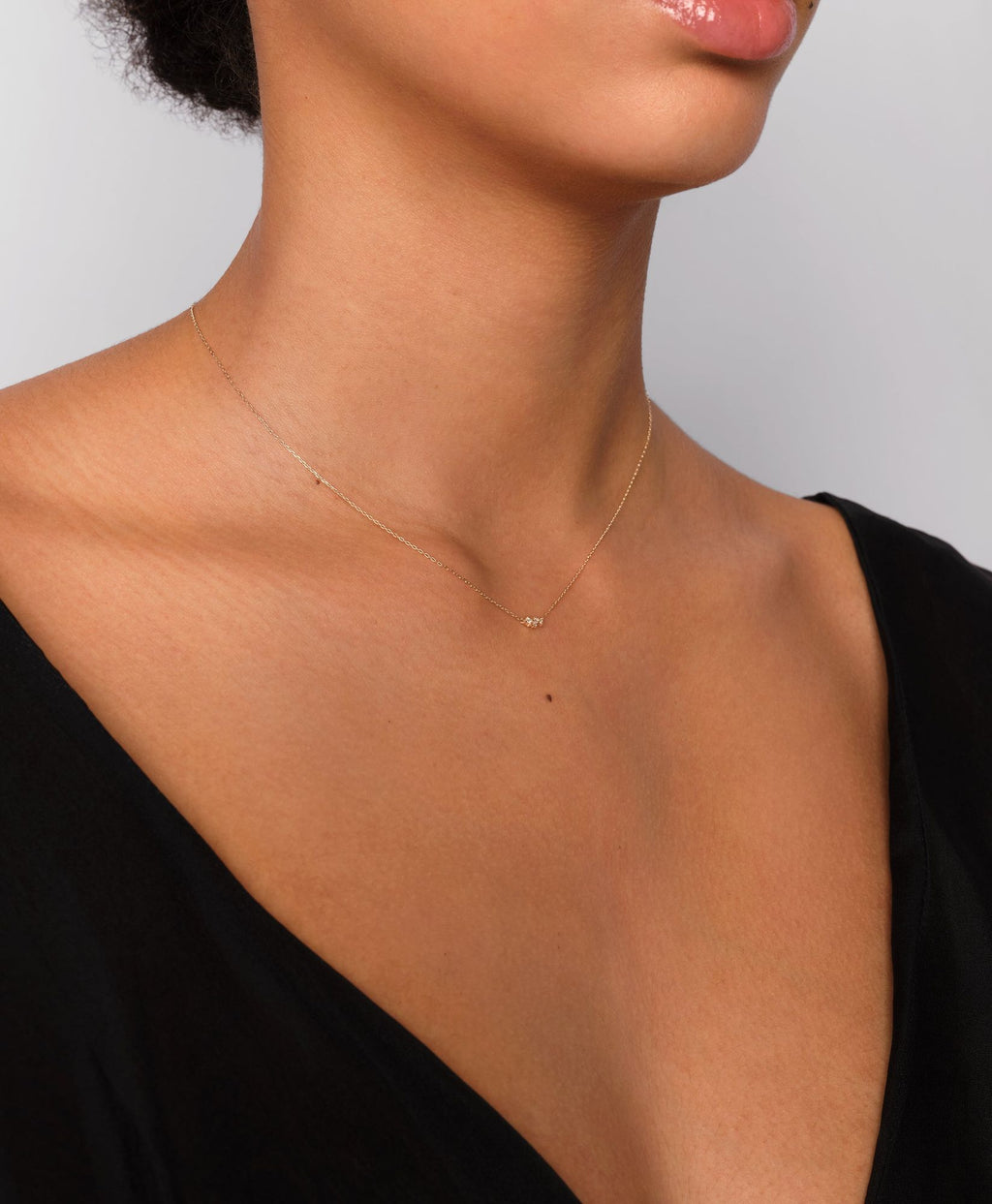 STAR CLUSTER 14K Gold Halskette w. Labor gewachsener Diamant