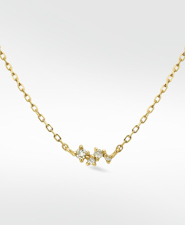 Star Cluster 14K Gold Necklace w. Lab-Grown Diamond