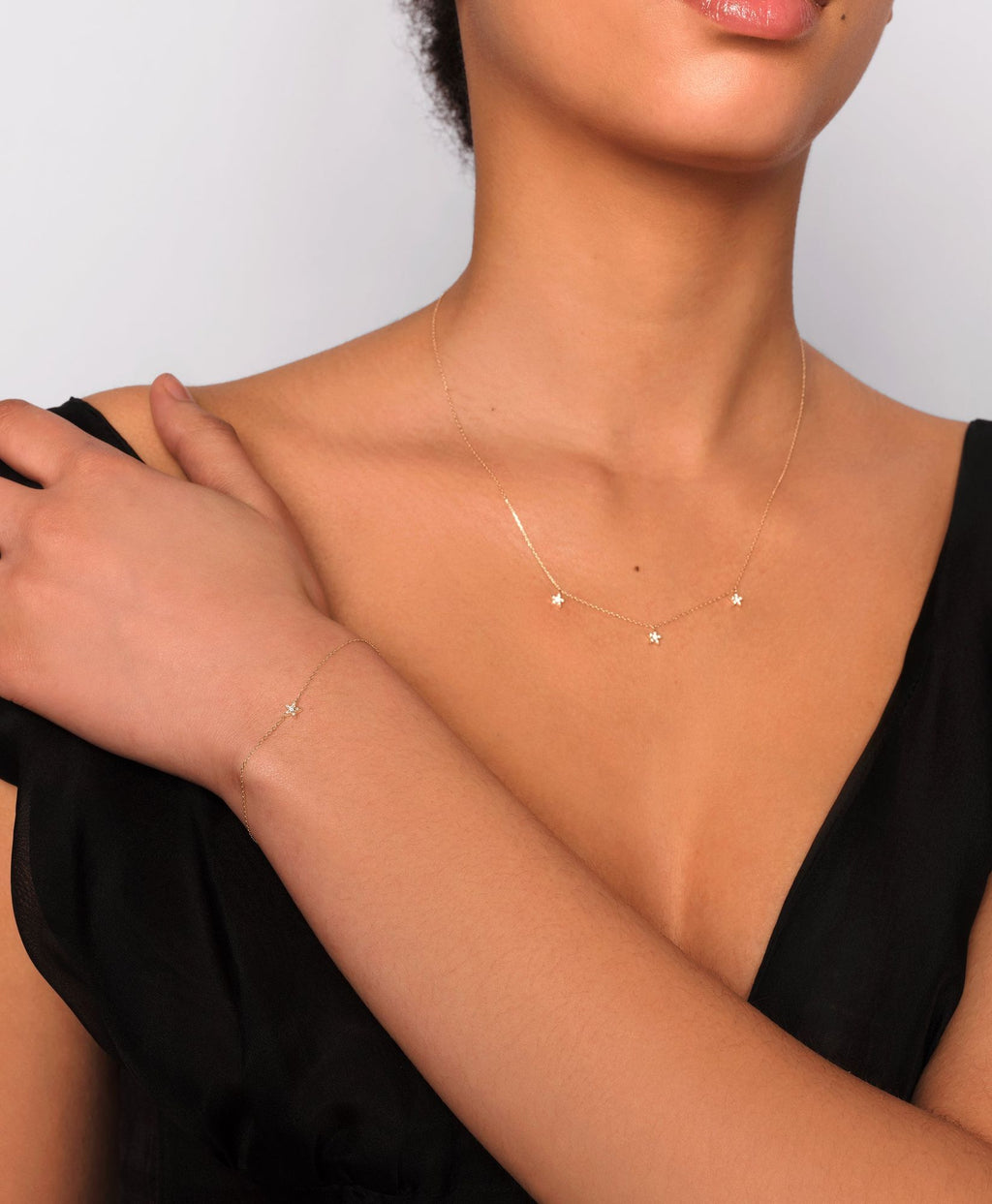 Tri-Star 14K Gold Halskette w. Labor gewachsener Diamant