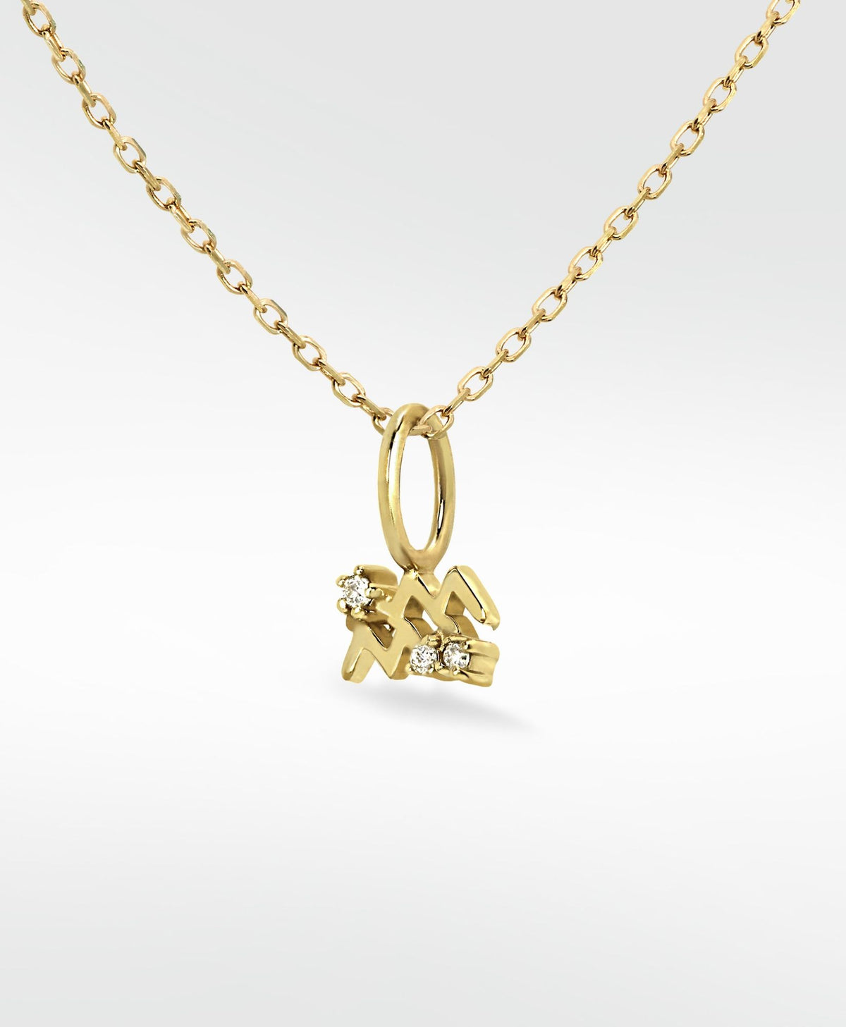 Aquarius Pendant 14K Gold Necklace w. Lab-Grown Diamond