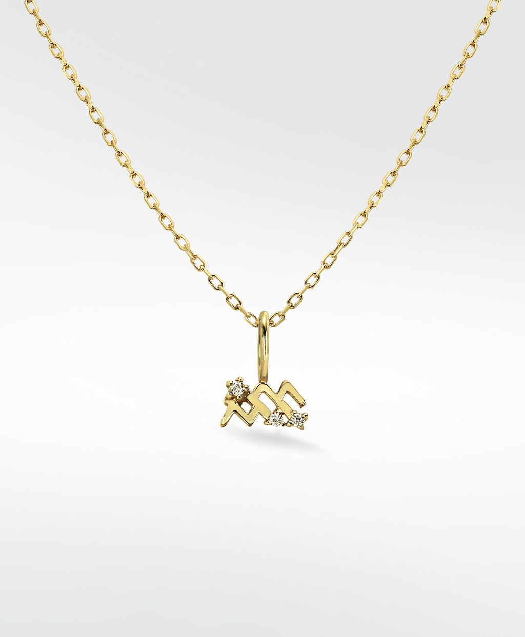 Aquarius Pendant 14K Gold Necklace w. Lab-Grown Diamond