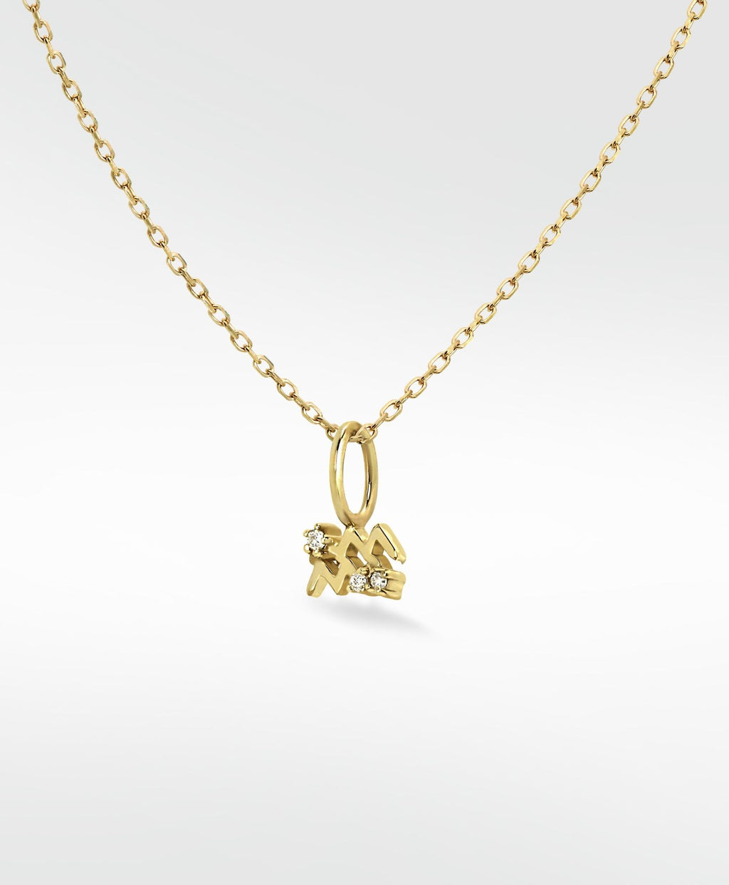 Aquarius Pendant 14K Gold Necklace w. Lab-Grown Diamond