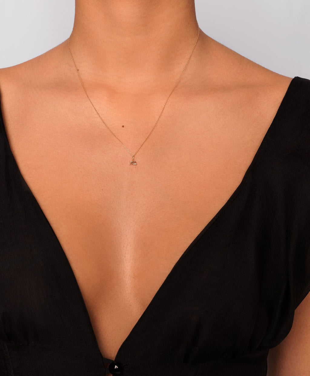 Aquarius Pendant 14K Gold Necklace w. Lab-Grown Diamond