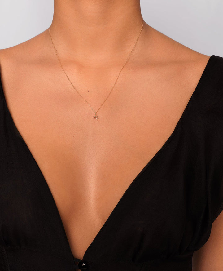 Aquarius Pendant 14K Gold Necklace w. Lab-Grown Diamond