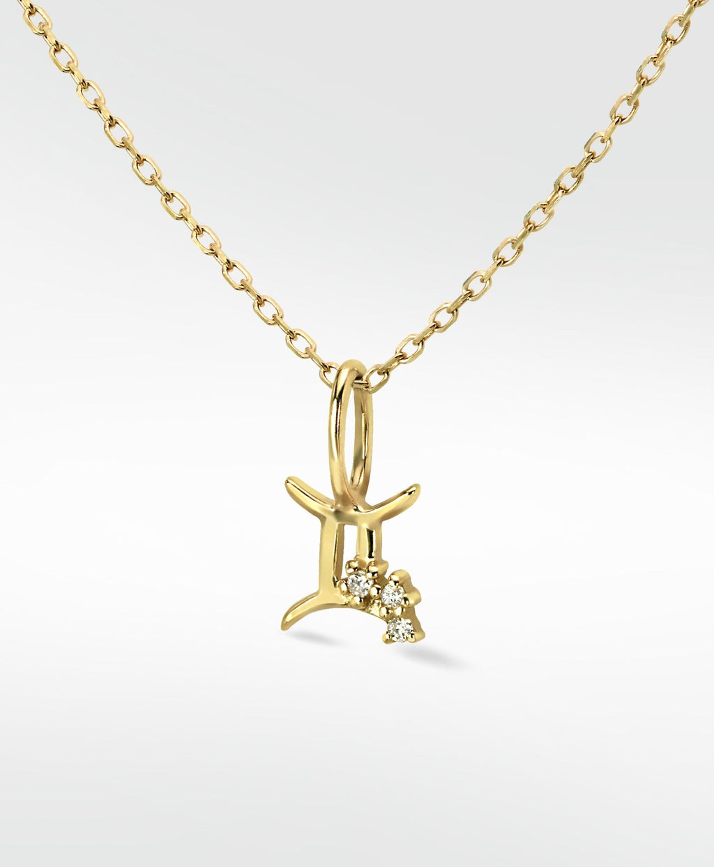 Gemini Pendant 14K Gold Necklace w. Lab-Grown Diamond