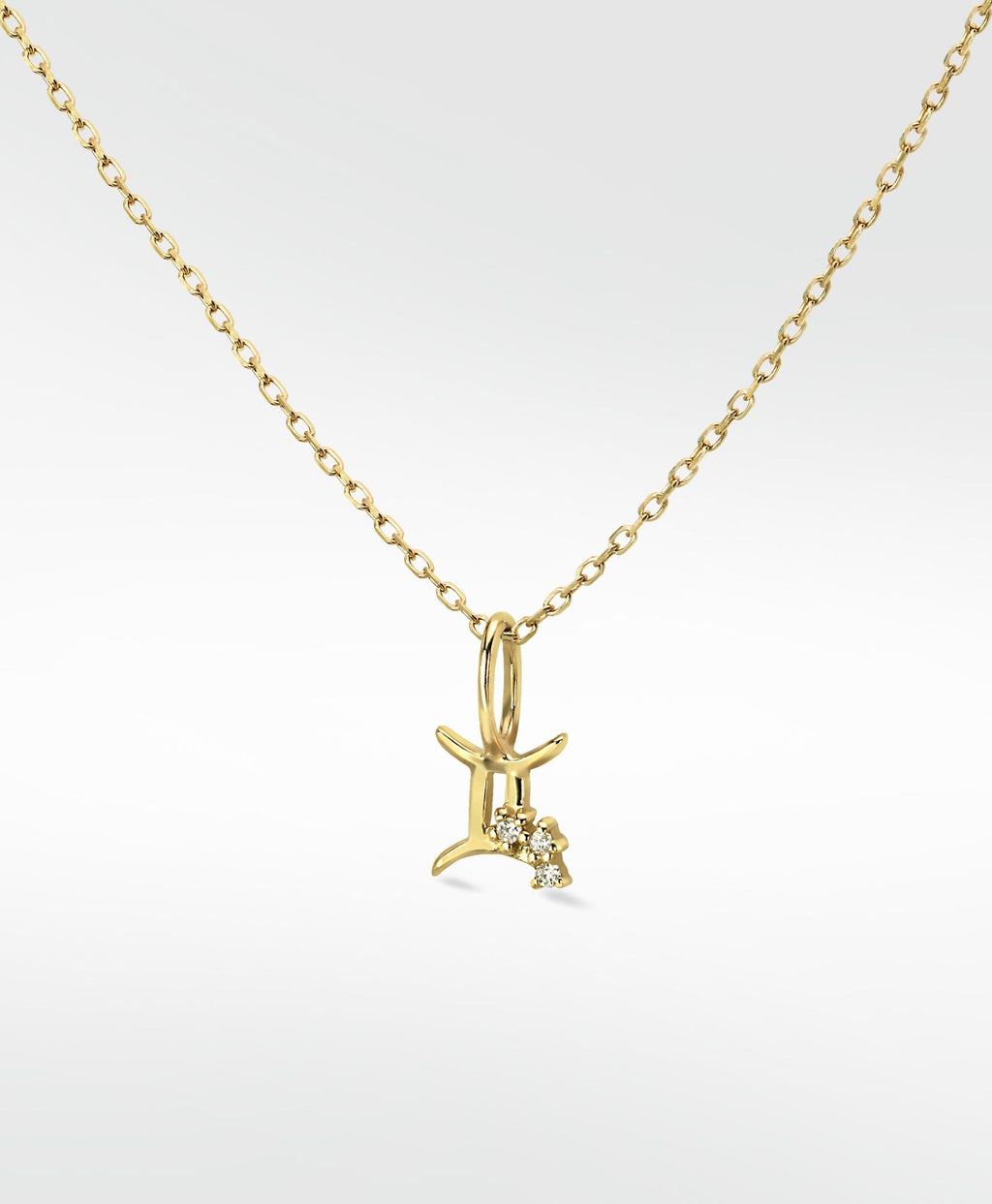 Gemini Pendant 14K Gold Necklace w. Lab-Grown Diamond