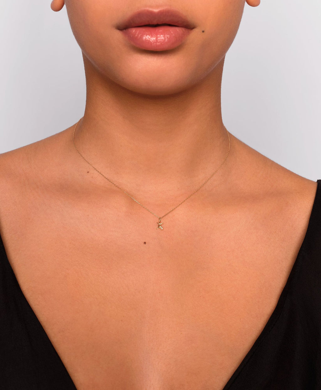 Gemini Pendant 14K Gold Necklace w. Lab-Grown Diamond