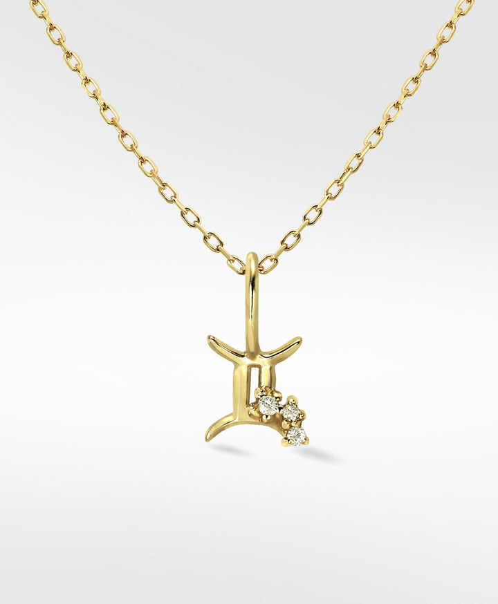 Gemini Pendant 14K Gold Necklace w. Lab-Grown Diamond
