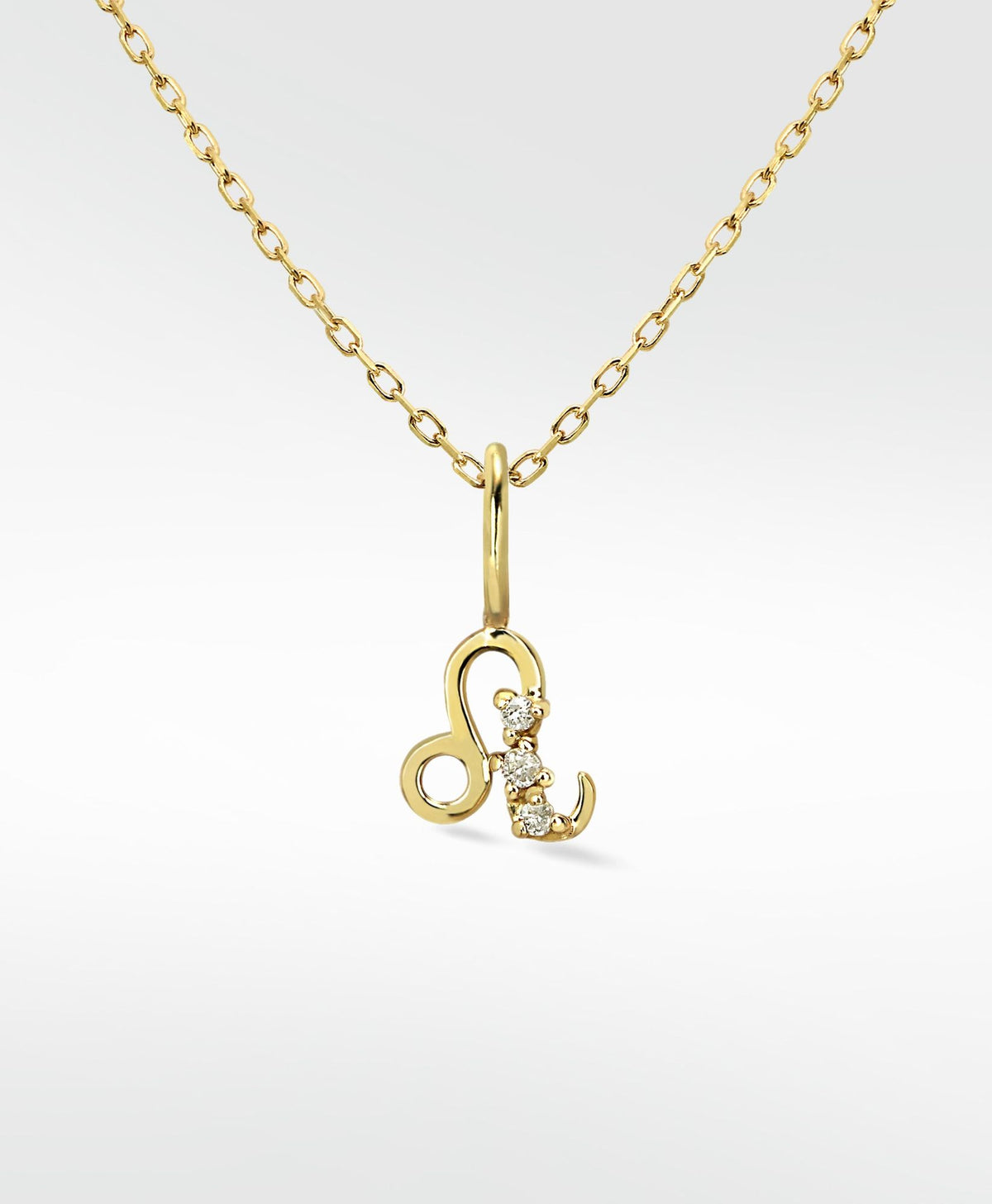 LEO -Anhänger 14K Gold Halskette w. Labor gewachsener Diamant