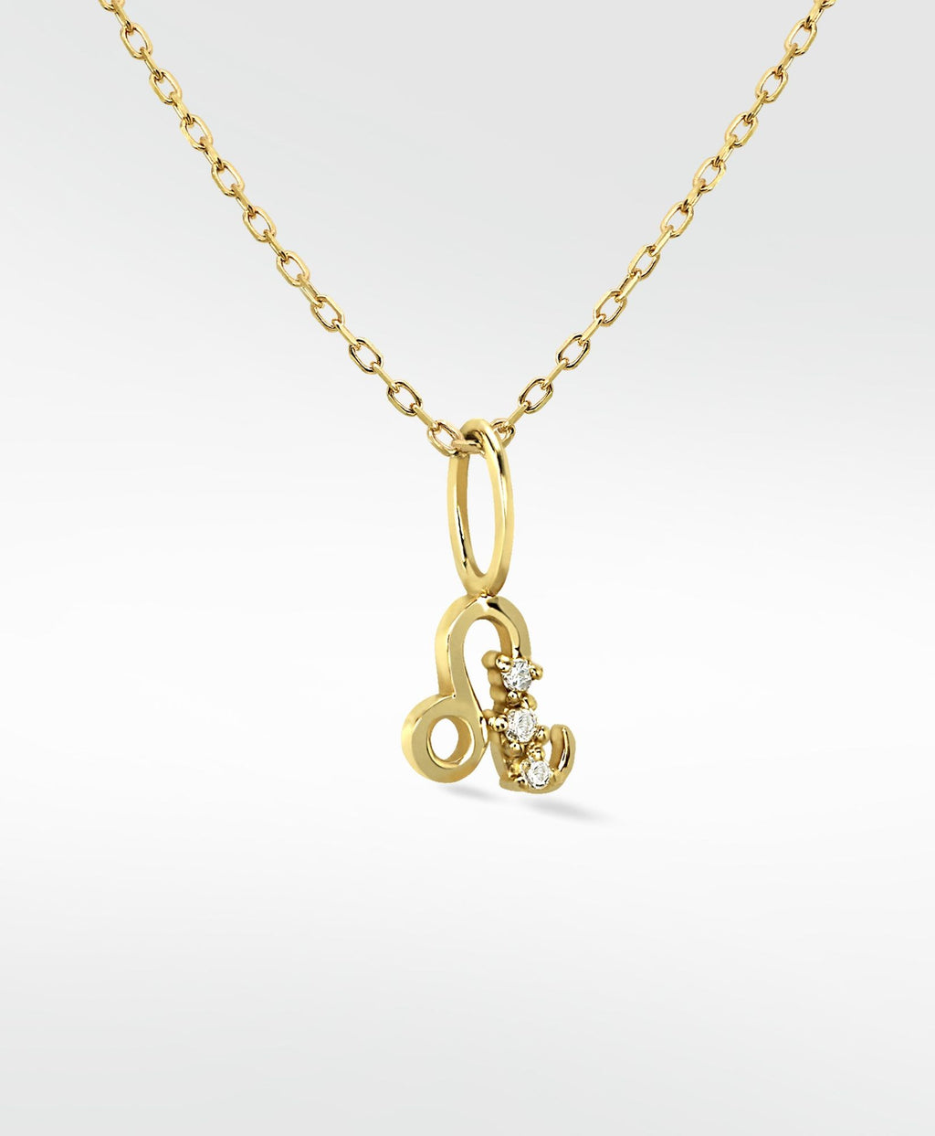 LEO -Anhänger 14K Gold Halskette w. Labor gewachsener Diamant