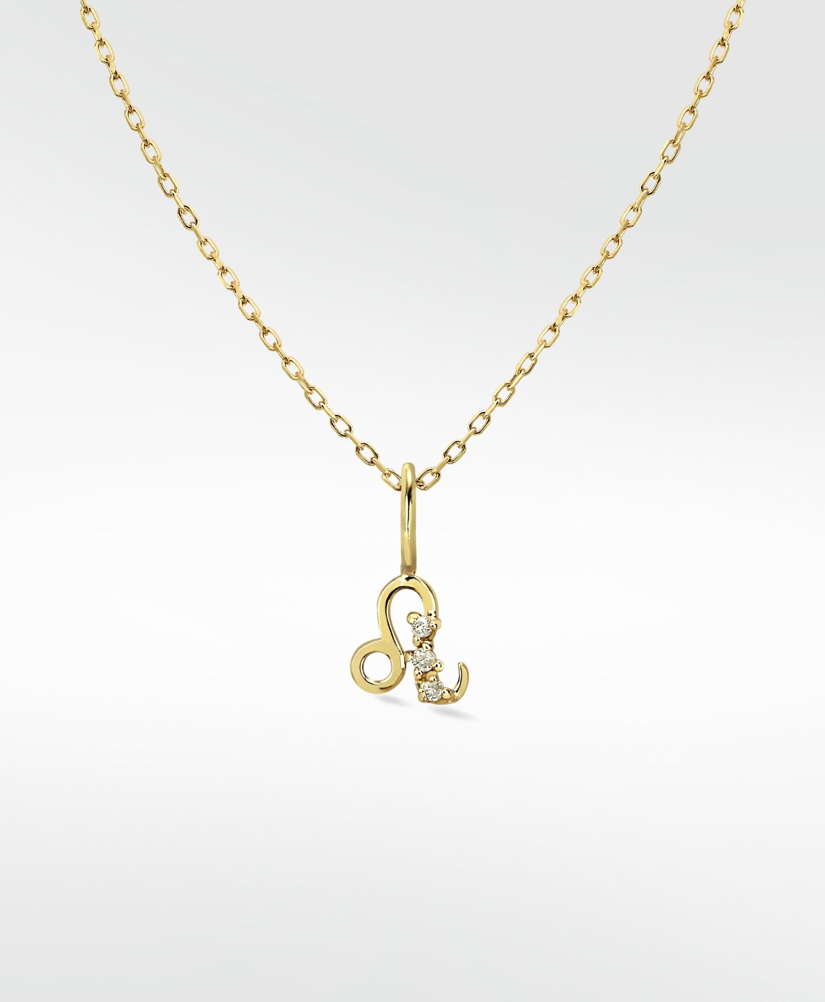 Leo Pendant 14K Gold Necklace w. Lab-Grown Diamond