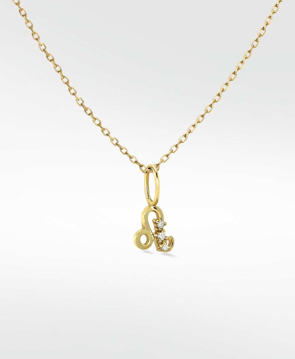 LEO -Anhänger 14K Gold Halskette w. Labor gewachsener Diamant