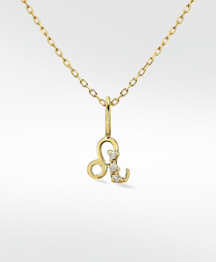 Leo Pendant 14K Gold Necklace w. Lab-Grown Diamond