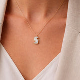 Alphabet 18K Gold, Rosegold or Whitegold Inital S Pendant w. Solitaire Lab-Grown Diamond