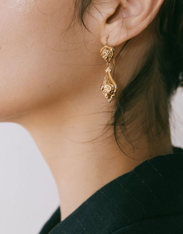 Fleur Big Gold Plated Earring