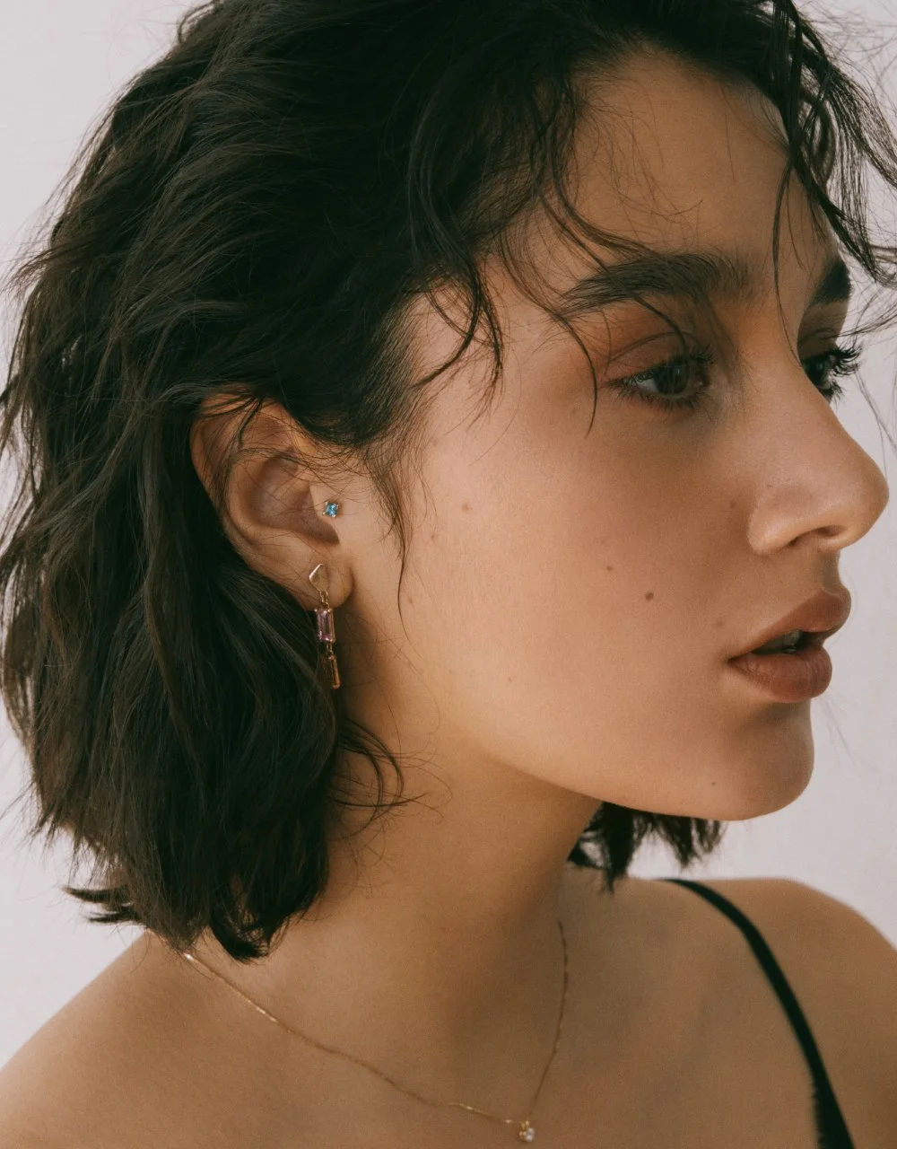 Candy Blue 18K Guld Ørestik m. Topas