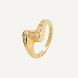 Wave Goldring aus 14K mit Diamanten