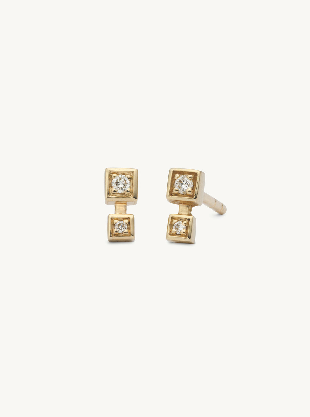 Cube no.2 14K Guld Ørestik m. Diamanter