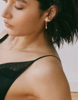 Studio 18K Gold Earring w. Topaz & Tourmaline