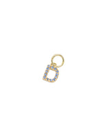 Charm ABC Letter 18K Gold Pendant w. Light Blue Topaz