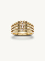 Cube 14K Gold Ring w. Diamonds