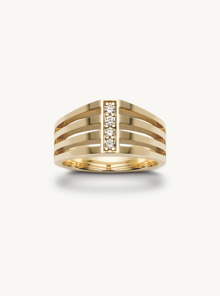 Cube Goldring aus 14K mit Diamanten