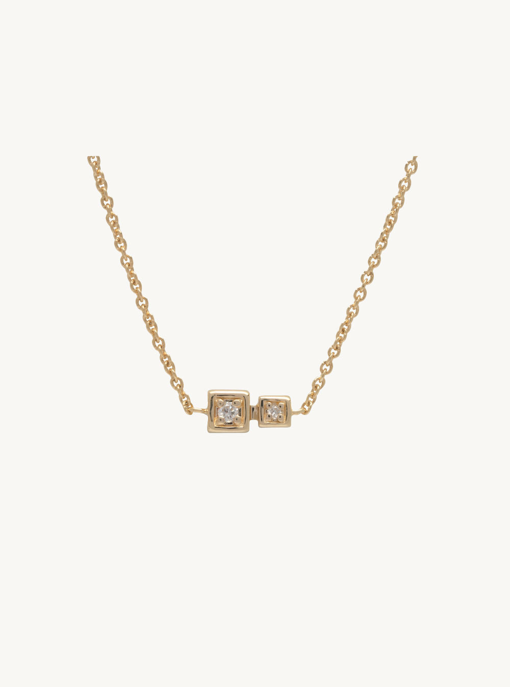Cube no 2. 14K Gold Necklace w. Diamonds