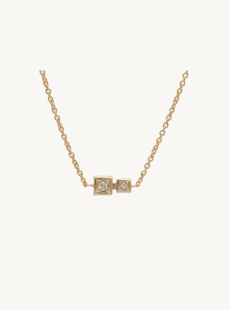 Cube No 2. Halskette aus 14K Gold mit Diamanten