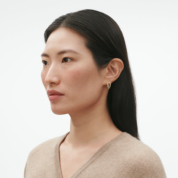 Mercy Swirl 18K Gold Hoops w. Diamonds