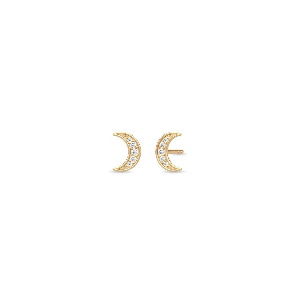 Moon Balance Gold Plated Earstuds w. Zirconia