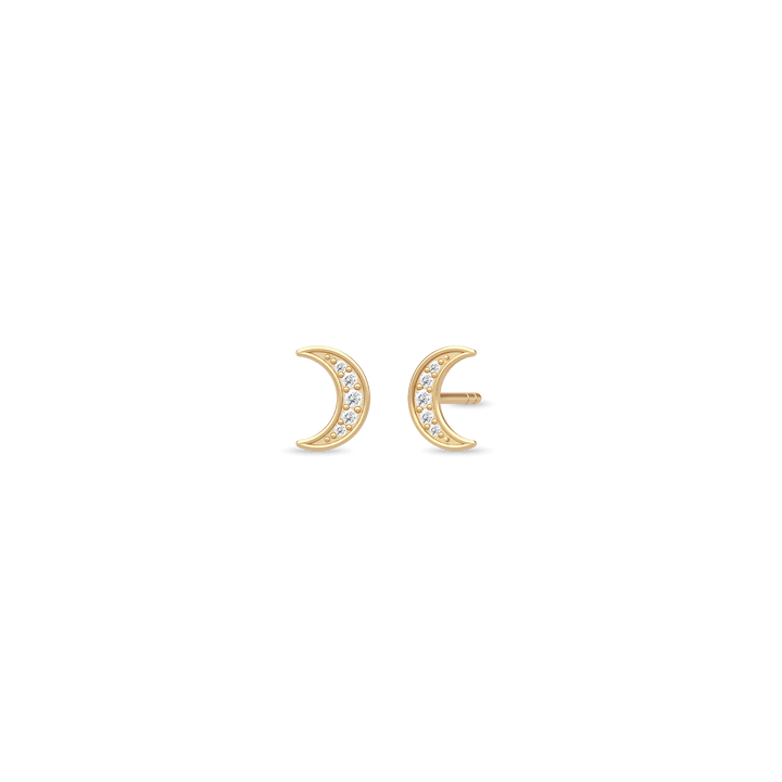 Moon Balance Gold Plated Earstuds w. Zirconia