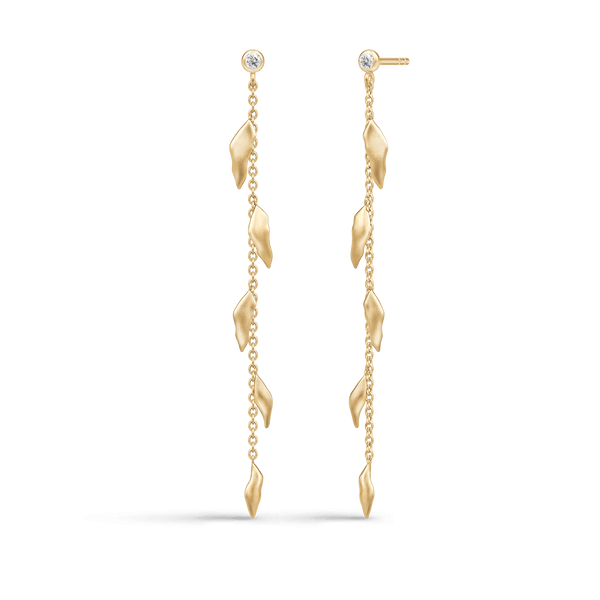 Tree of Life Chain Gold Plated Earrings w. Zirconia