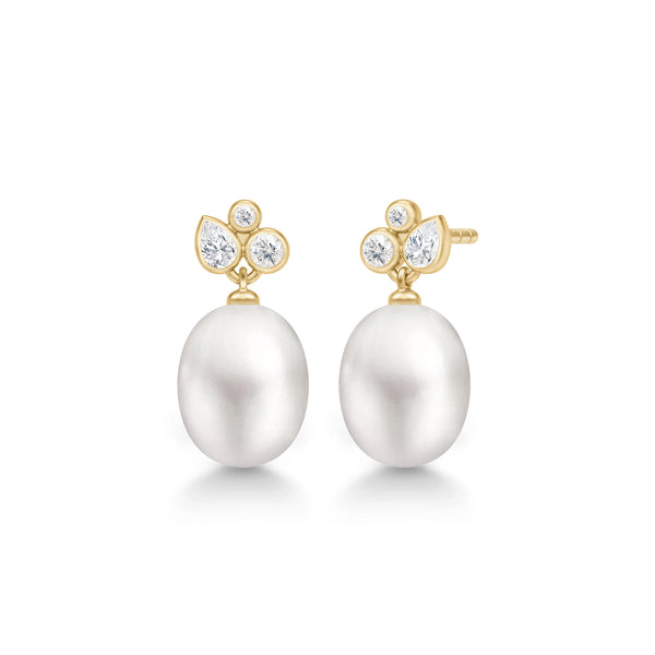 Treasure Gold Plated Earrings w. Crystal & Pearls