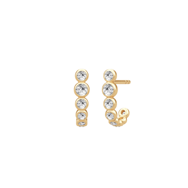 Grace Curve Gold Plated Earstuds w. Zirconia