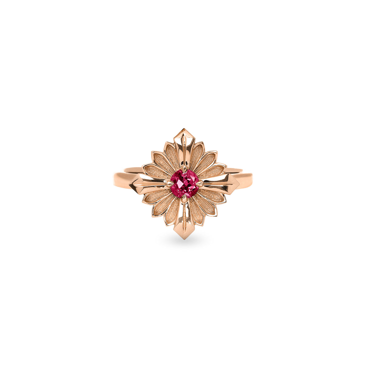 Stamp Rubellite 18K Rosaguld Ring m. Rubellite