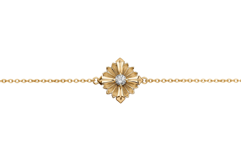 Stamp Diamond 18K Gold Bracelet w. Diamond
