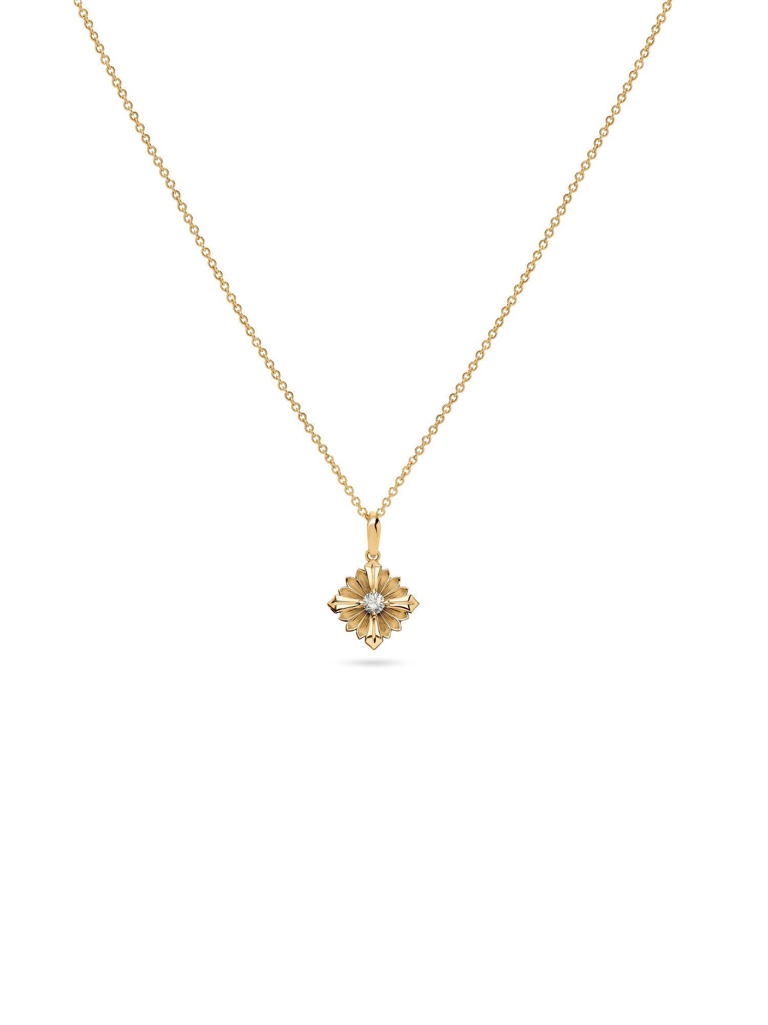 Stamp Diamond 18K Gold Necklace w. Diamond