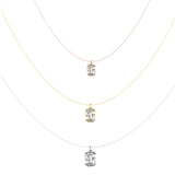 Alphabet 18K Gold, Rosegold or Whitegold Inital S Pendant w. Solitaire Lab-Grown Diamond