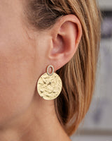 Diamond Sun Disc 18K Gold Earrings