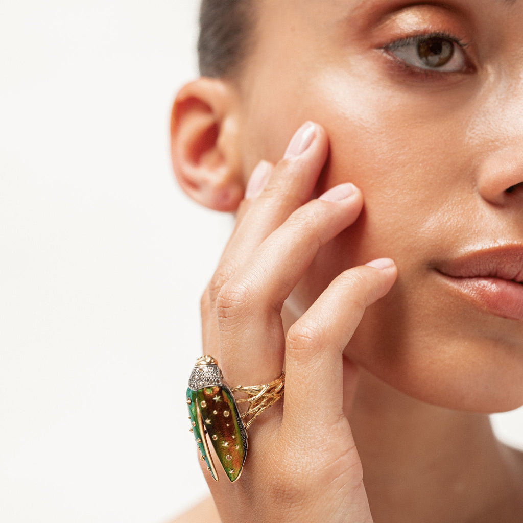 Scarab Fly 18K Gold & Silver Ring