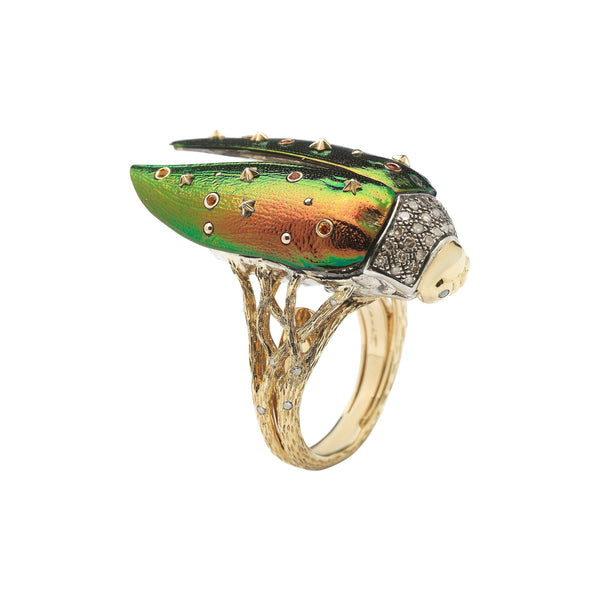 Scarab Fly 18K Gold & Silver Ring