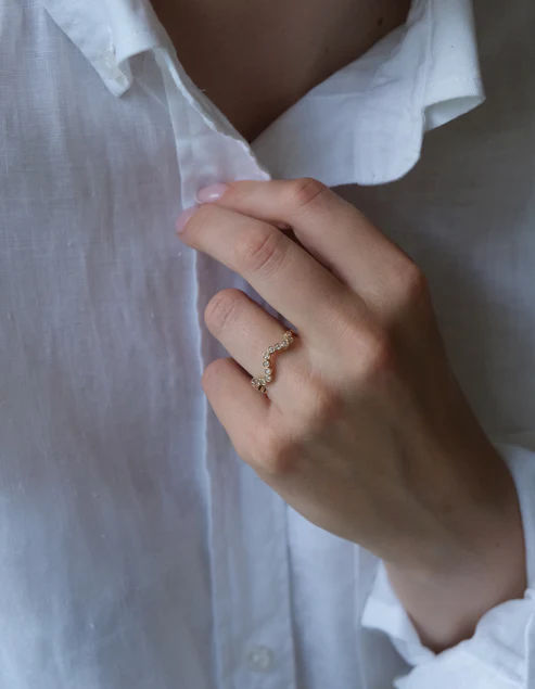 14k Guld Tiara Ring m. Diamanter