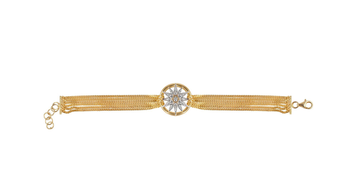 Celestial Star Vermeil Kæde Forgyldt Armbånd m. Zirkon