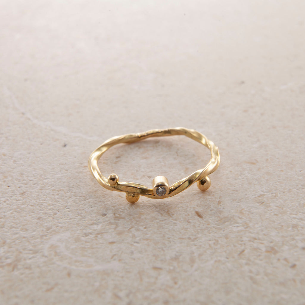 Seafire 18K Gold Ring w. Diamond, 0.02 ct