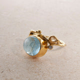 Seafire 18K & 22K Gold Ring w. Aquamarine & Diamonds