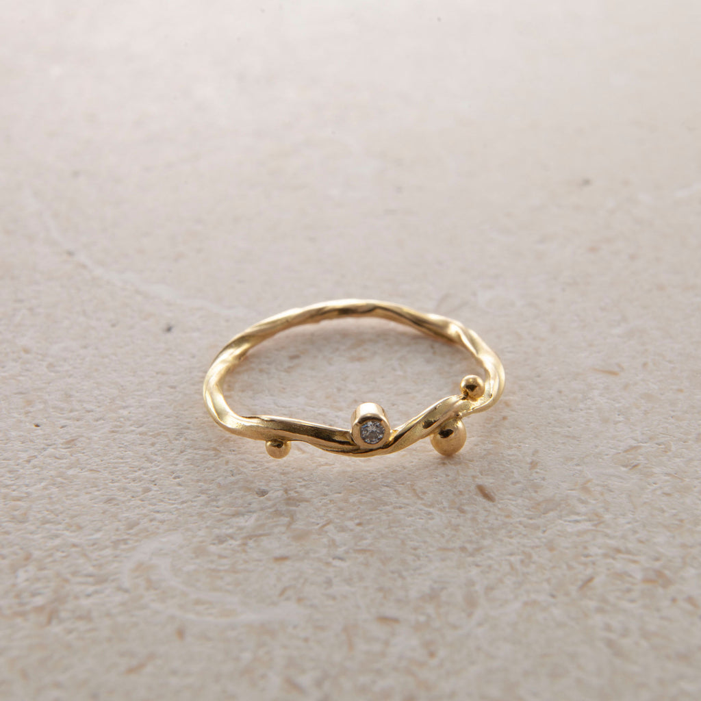 Seafire 18K Gold Ring w. Diamond, 0.02 ct