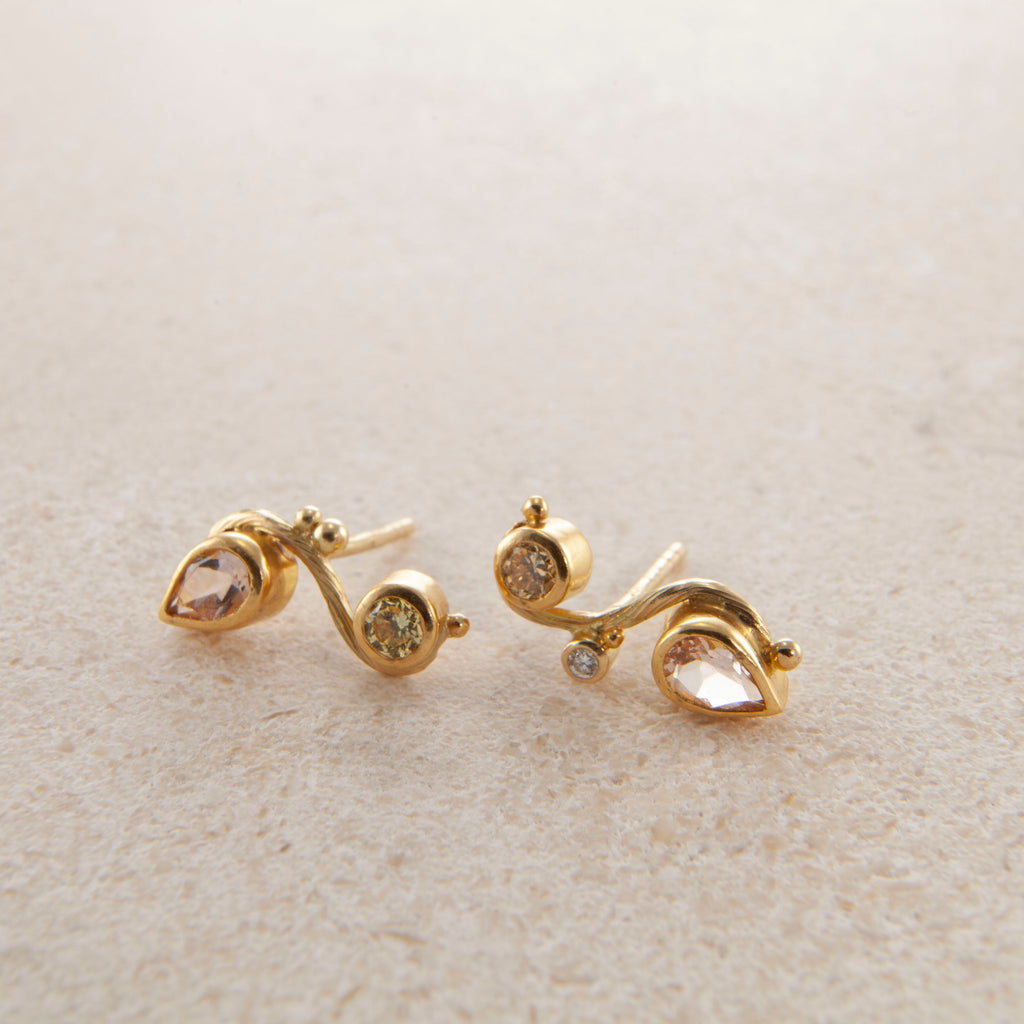 Seafire 18K & 22K Guld Ørering m. Morganit & Diamanter