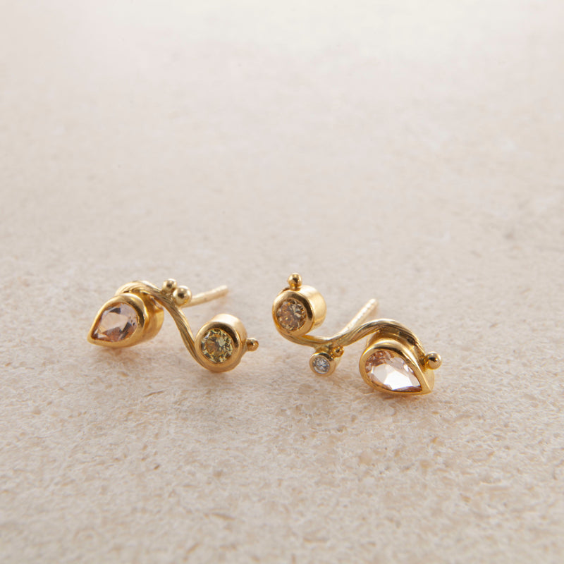 Seafire 18K & 22K Guld Ørering m. Morganit & Diamanter