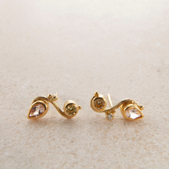 Seafire 18K & 22K Guld Ørering m. Morganit & Diamanter