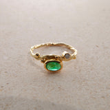 Seafire 18K & 22K Gold Ring w. Emerald & Diamond